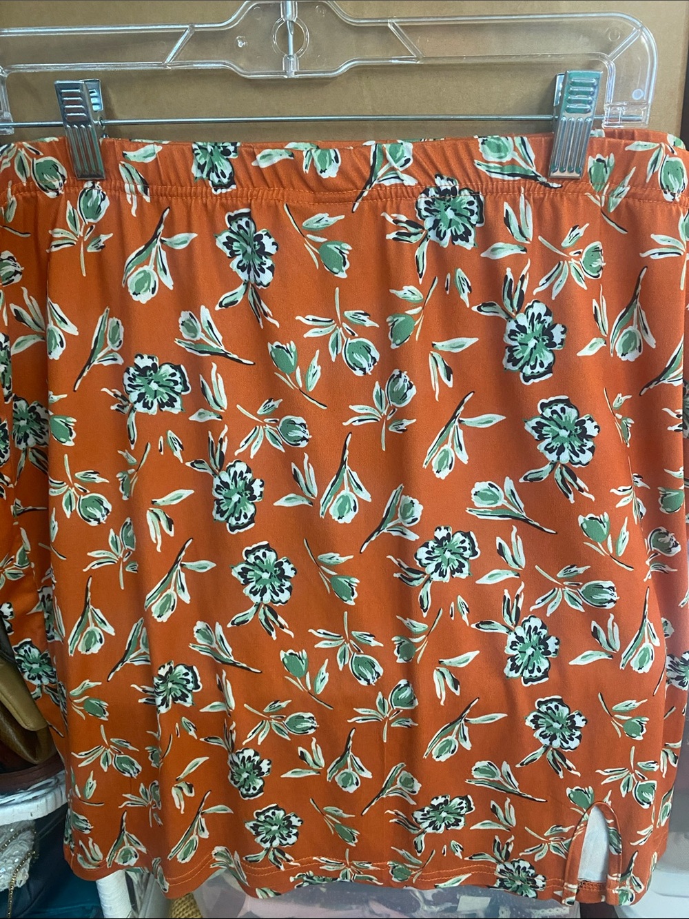 SHEIN - autumn tones Mini Skirt with Green Floral Print- elastic waist - 3X